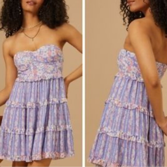 Altar’d State Floral Strapless Mini Lined  Sundress Size XL - Picture 2 of 13